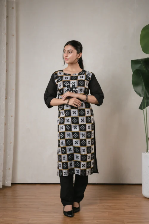 SA Mirror Checkered Sambalpuri Kurti