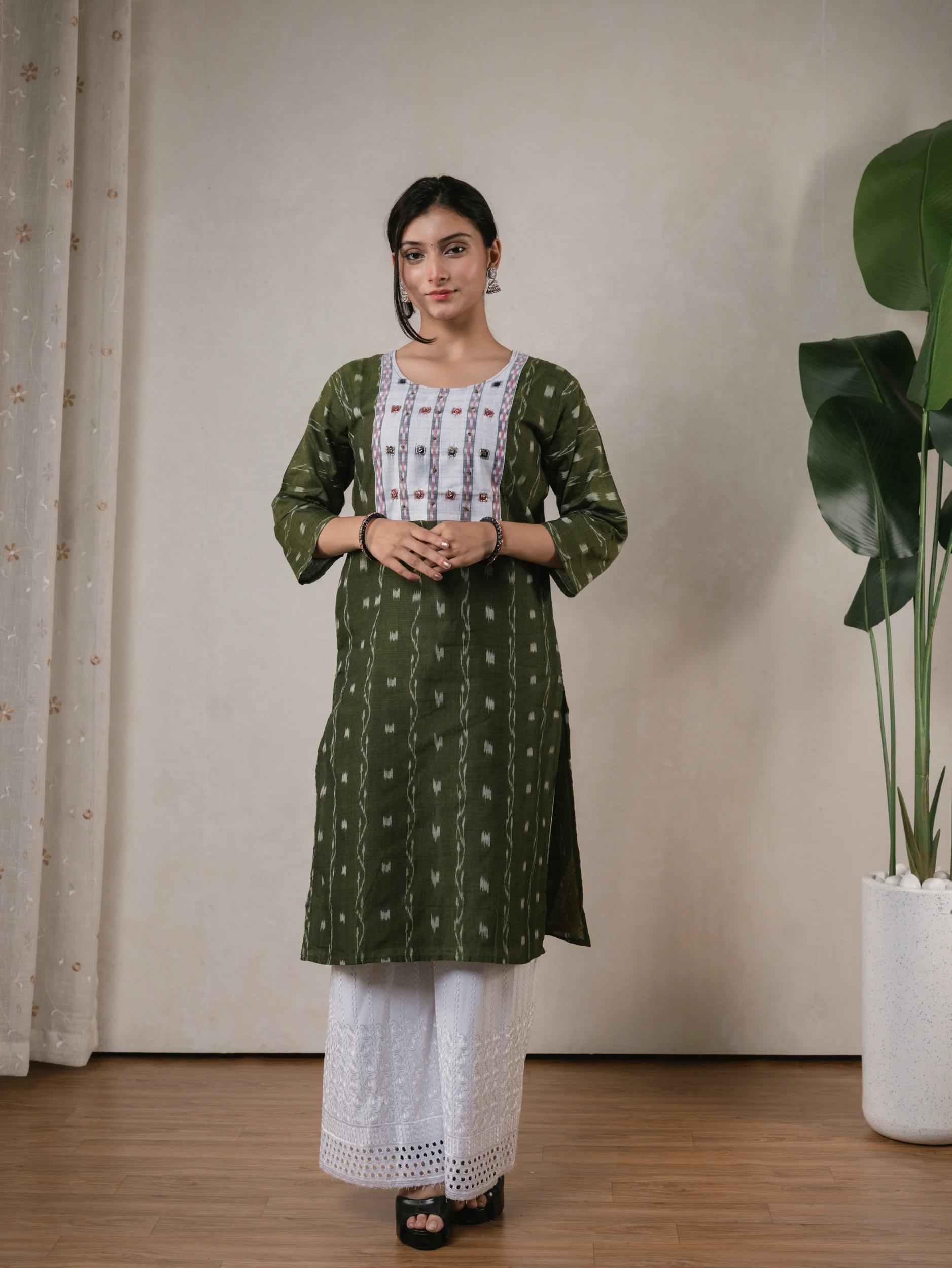 SA Olive Designer Sambalpuri Kurti