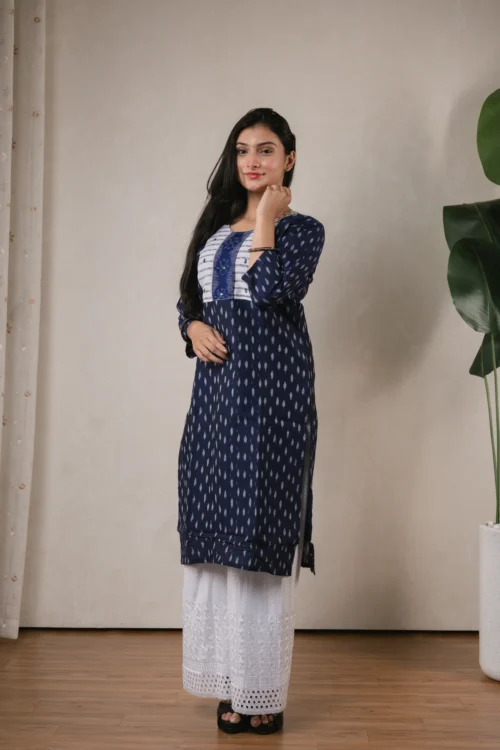 SA Blue & White Designer Sambalpuri kurti